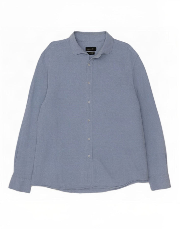 Massimo Dutti Herrenhemd 2XL Blaue Baumwolle