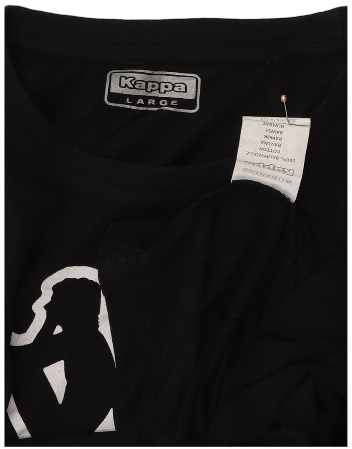 Kappa Herren-T-Shirt mit Grafik, groß, aus schwarzer Baumwolle