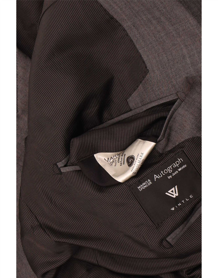 Marks & Spencer Herren Autograph 1 Knopf Blazer Jacke UK 42 Große graue Wolle