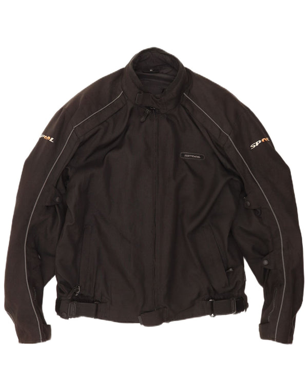 Spool Herren Racer Jacke UK 42 XL Schwarz Polyester
