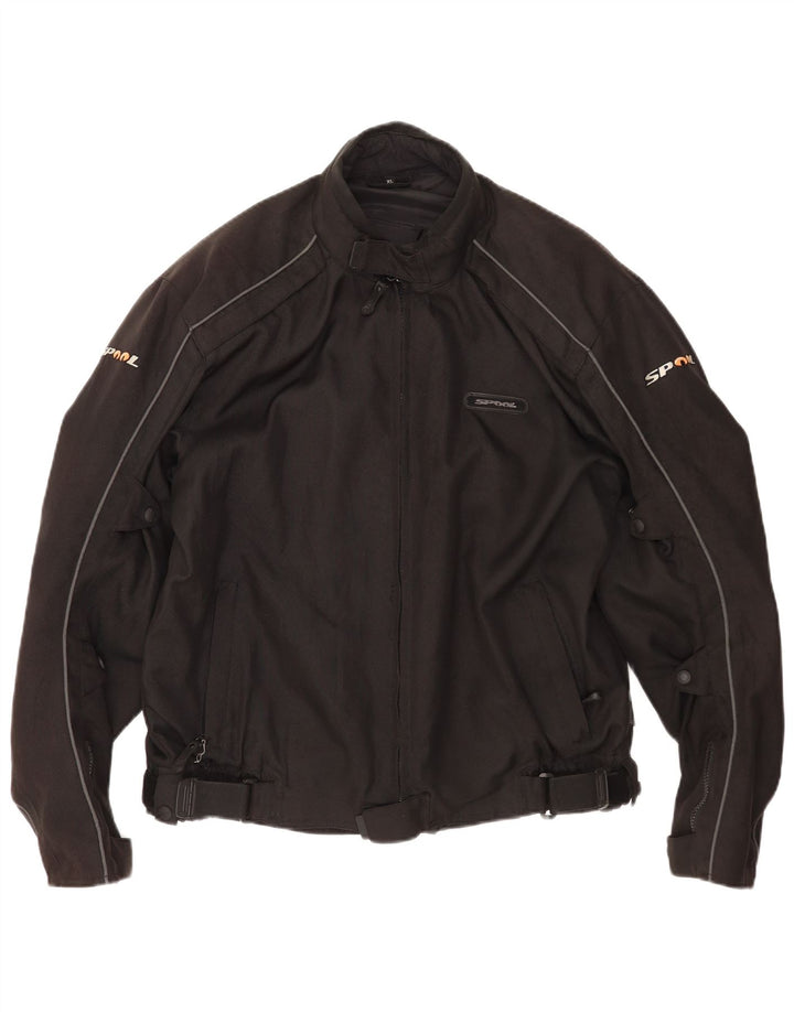 Spool Herren Racer Jacke UK 42 XL Schwarz Polyester