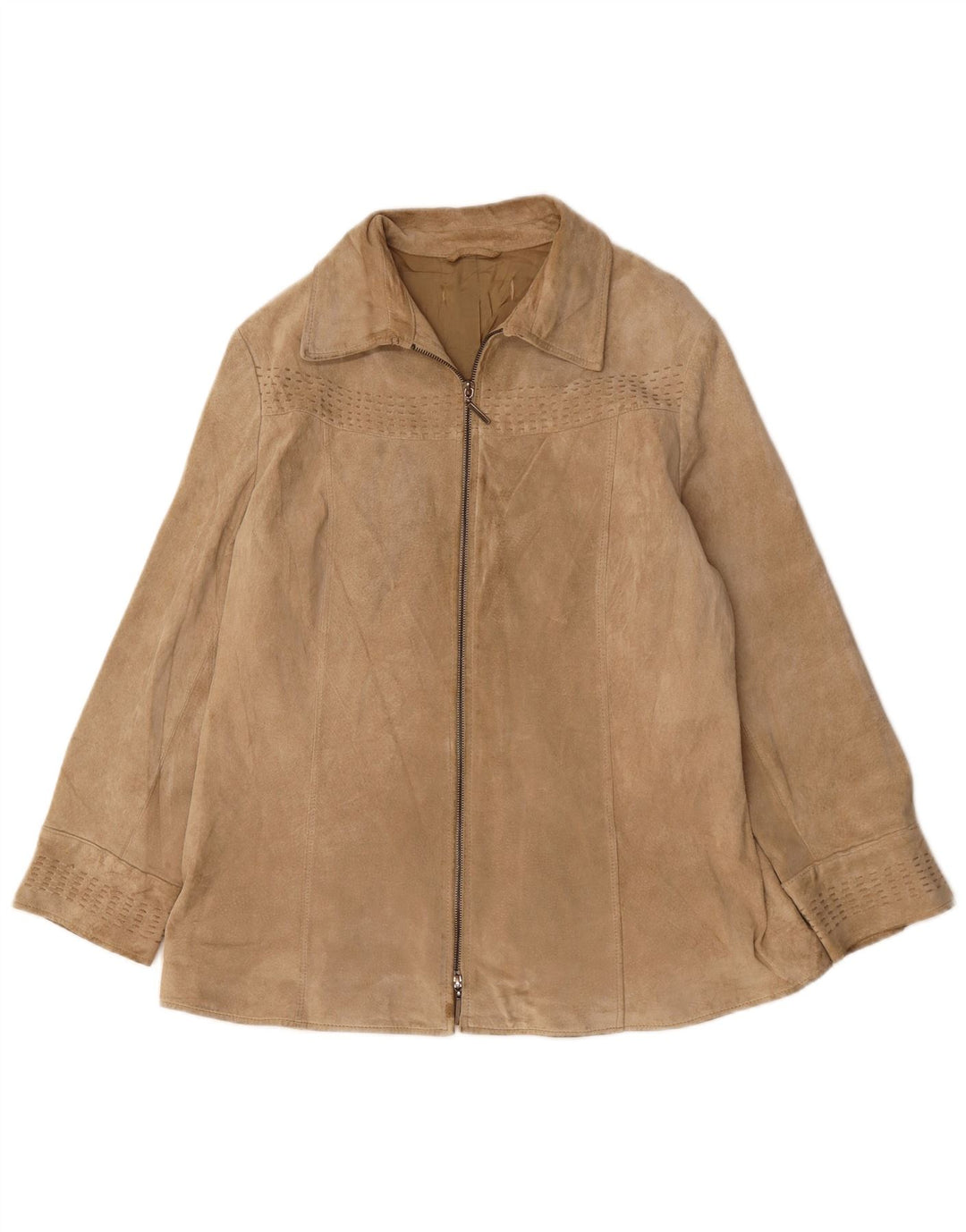 VINTAGE Damen Wildlederjacke UK 16 Large Beige