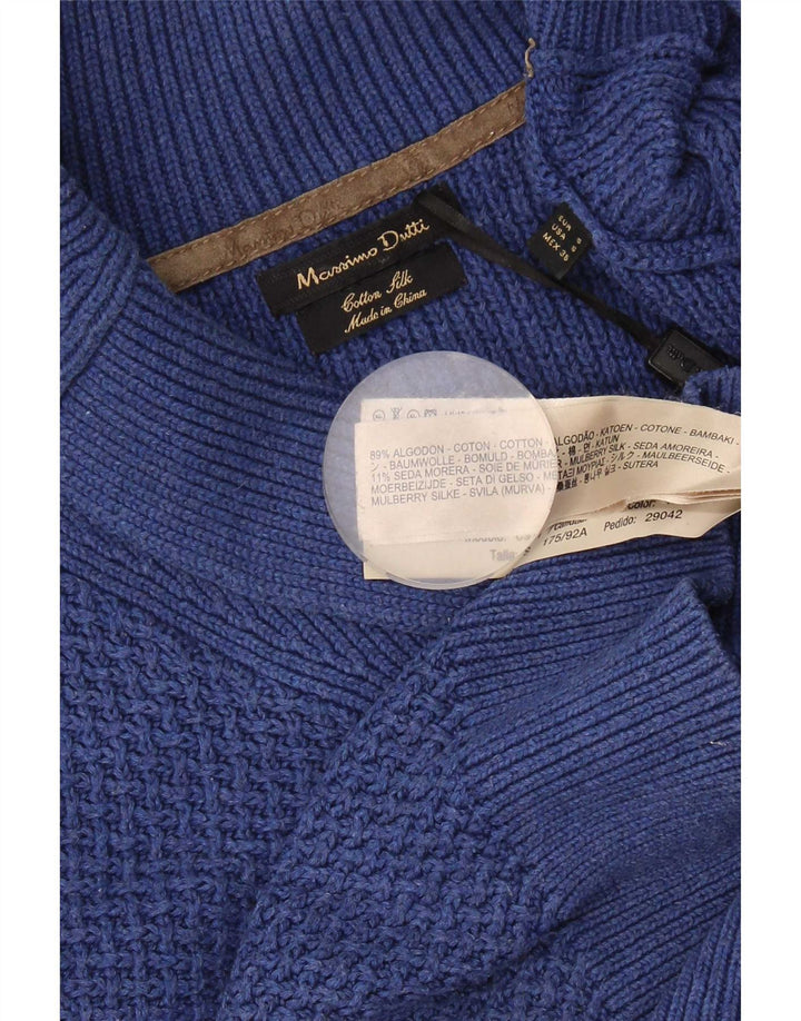 Massimo Dutti Herren-Pullover mit Schalkragen, Größe S, blau, Baumwolle