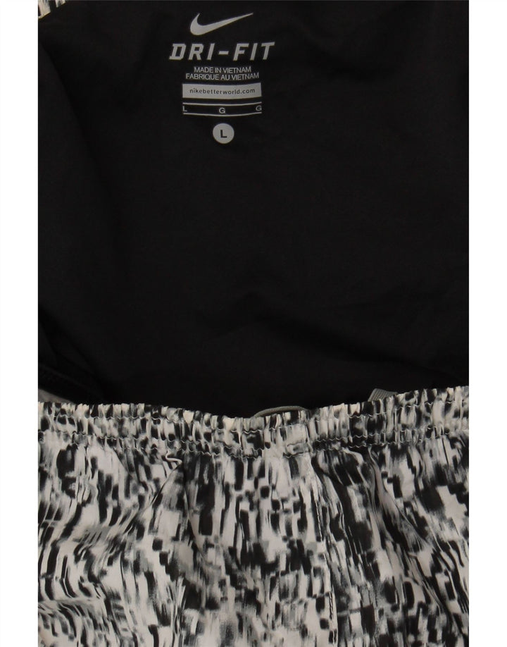 NIKE Womens Dri Fit Abstract Pattern Sport Shorts UK 14 Large Grey Vintage Nike and Second-Hand Nike from Messina Hembry 