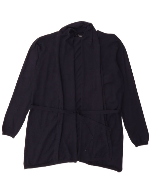 Zara Damen Longline-Cardigan-Pullover UK 18 XL Marineblaue Viskose