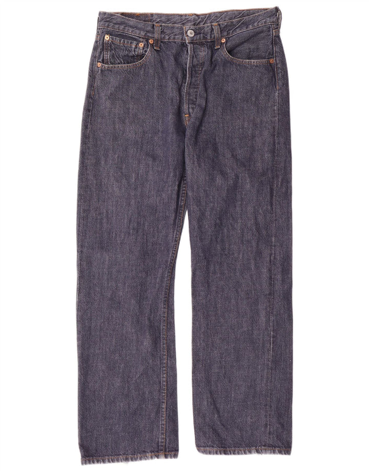 LEVI'S Herren 501 Straight Jeans W34 L30 Marineblaue Baumwolle