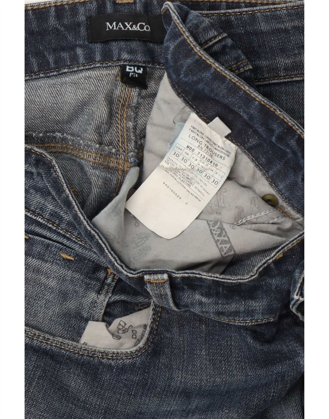 Max & Co. Damen Slim Jeans W30 L30 Blaue Baumwolle