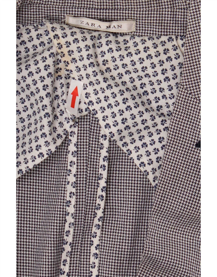 Zara Herren-Blazer mit 2 Knöpfen, Gr. 40, groß, graue Baumwolle mit Hahnentrittmuster