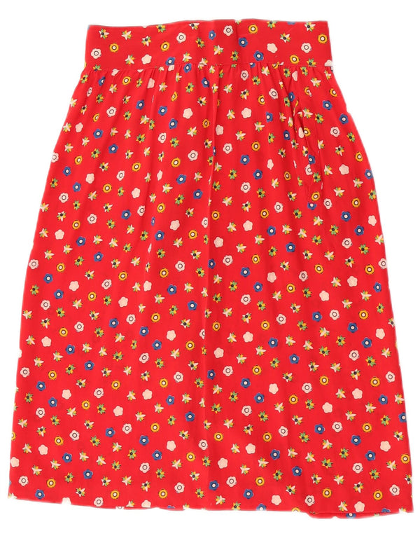 Alberto Aspesi Damen-Midirock mit hoher Taille, W24, XS, rote Blumenseide