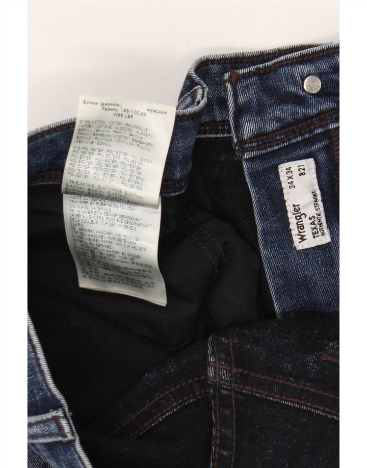 Wrangler Herren Texas Straight Jeans W34 L29 Blaue Baumwolle