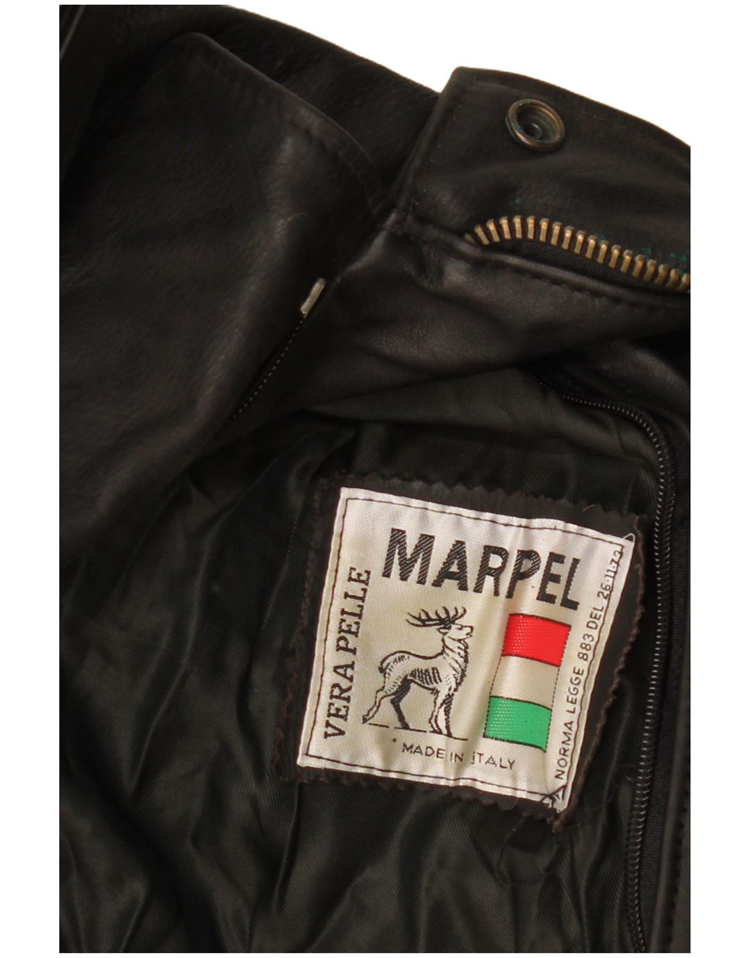 Marpel Herren Militärlederjacke UK 40 Großes schwarzes Leder
