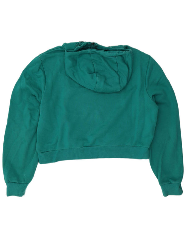 Ellesse Womens Graphic Crop Hoodie Pullover UK 12 Medium Türkis Baumwolle