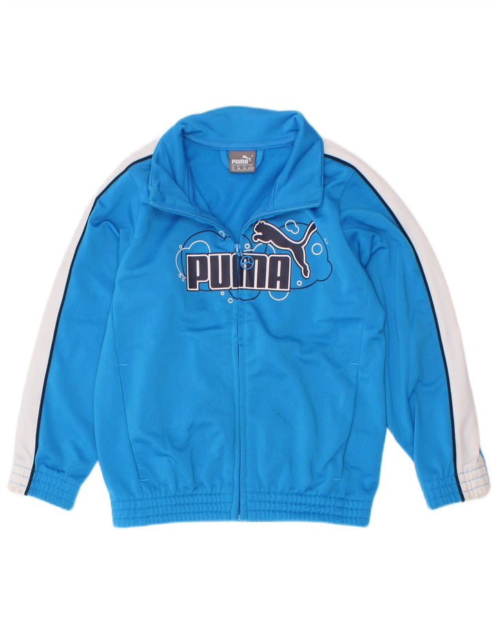Puma Jungen Grafik-Trainingsanzug-Top-Jacke, 2–3 Jahre, blaues Farbblockdesign