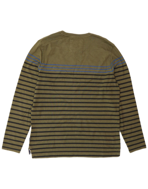 Fat Face Mens Top Long Sleeve Large Green Striped Cotton