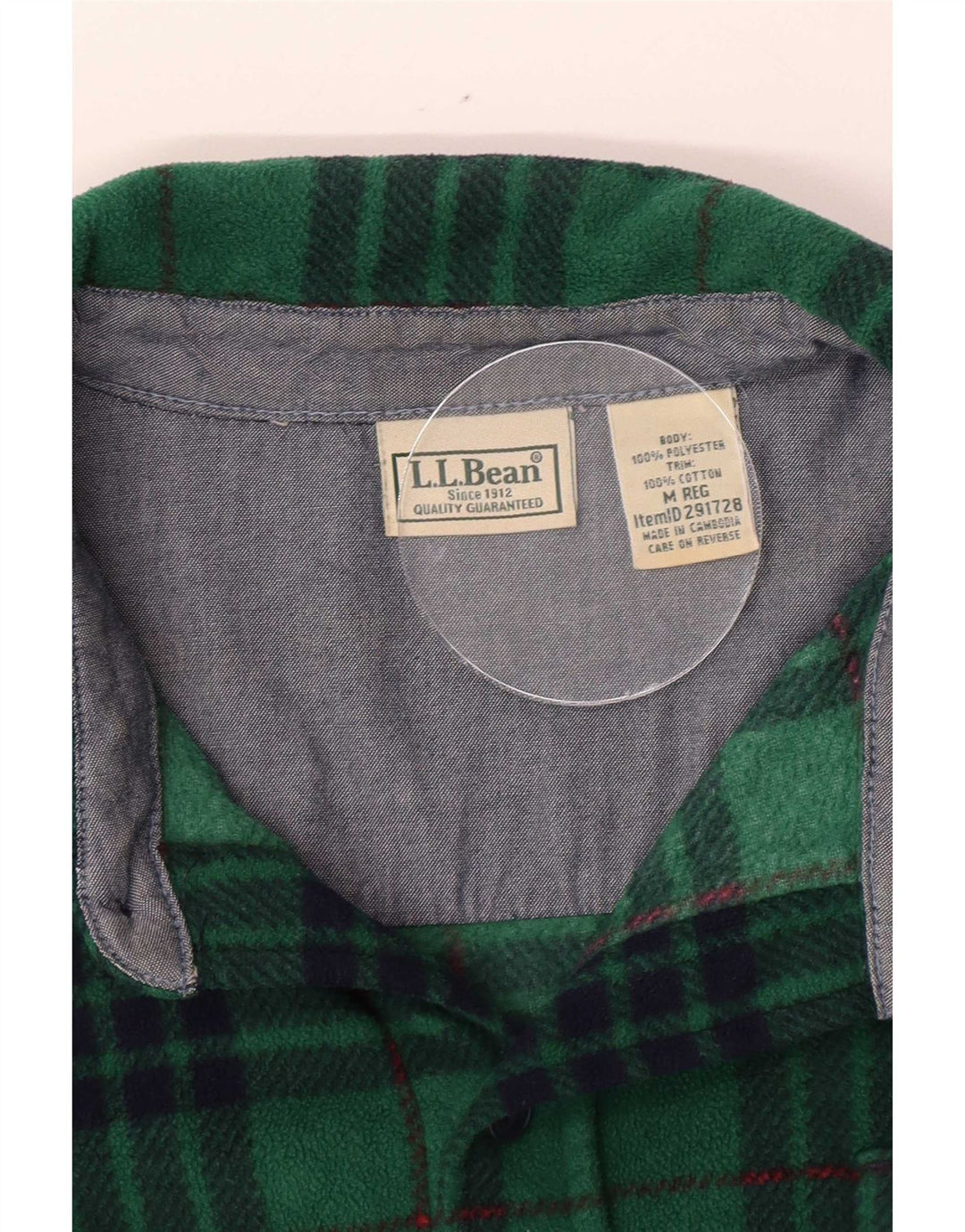 L.L.Bean Herren-Fleece-Hemd, mittelgrün, kariert, Polyester