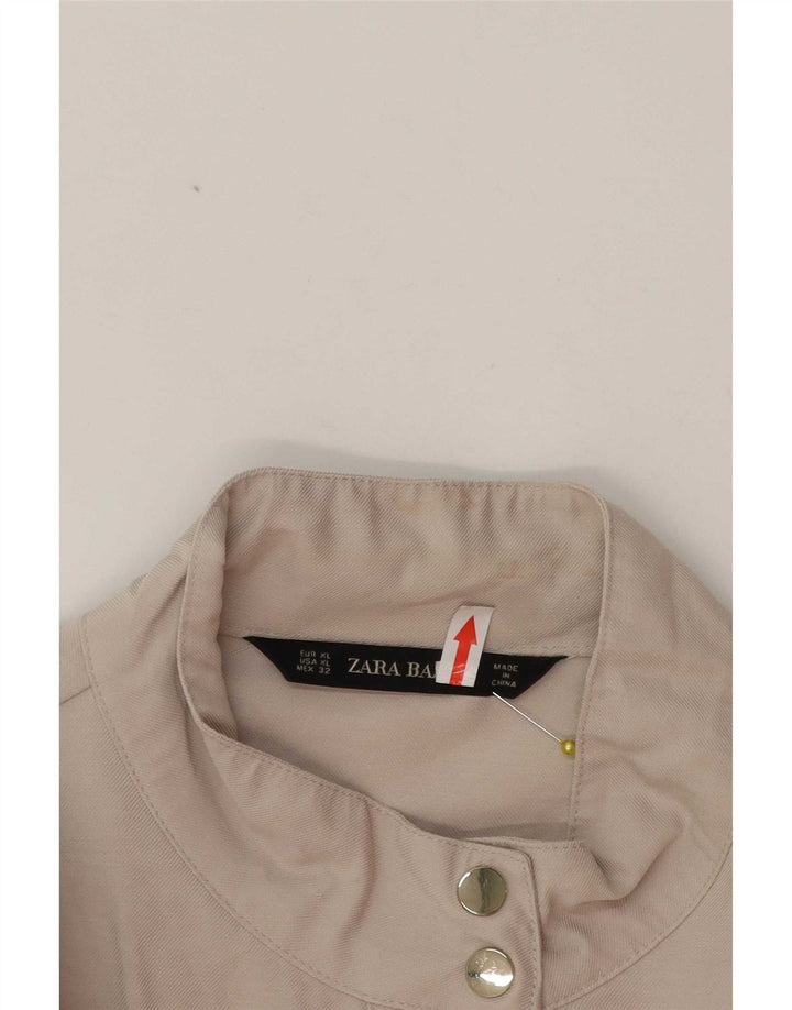 Zara Damen Utility-Jacke UK 18 XL Beige Viskose