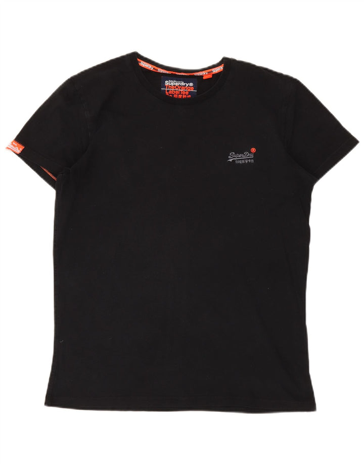 SUPERDRY Herren T-Shirt-Oberteil aus mittelschwarzer Baumwolle