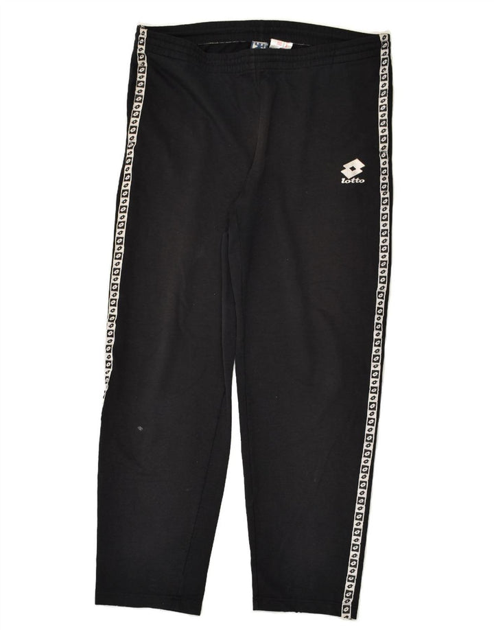 LOTTO Mens Graphic Tracksuit Trousers UK 38-40 Medium Black Polyester | Vintage Lotto | Thrift | Second-Hand Lotto | Used Clothing | Messina Hembry 
