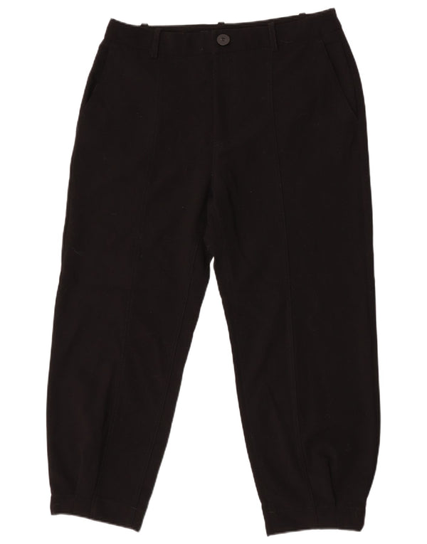 Zara Damen-Jogginghose mit hoher Taille, kurze Hose, Größe L, W30, L25, Schwarz