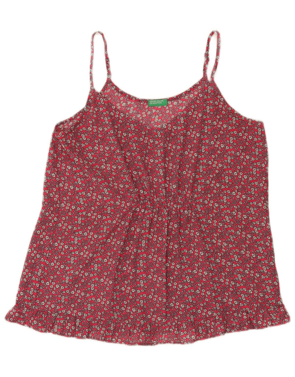 Benetton Damen Cami Top UK 12 Mittelrot geblümt