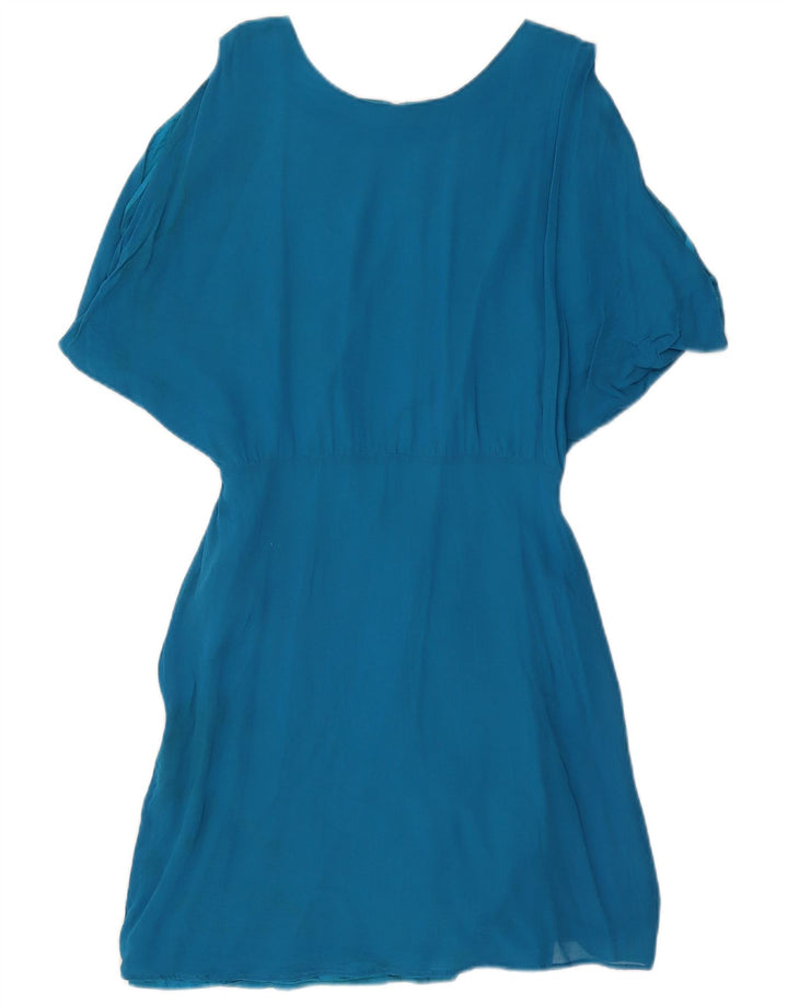Stefanel Damen Übergroßes schulterfreies A-Linien-Kleid US 8 Mittelblau