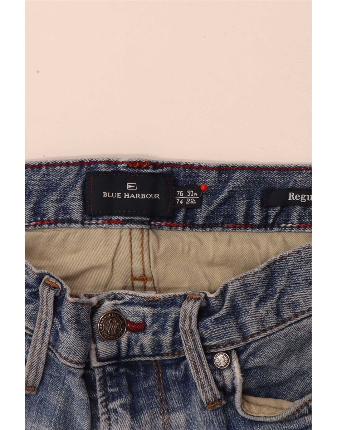 Marks & Spencer Herren Blue Harbor Regular Straight Jeans W30 L29 Baumwolle