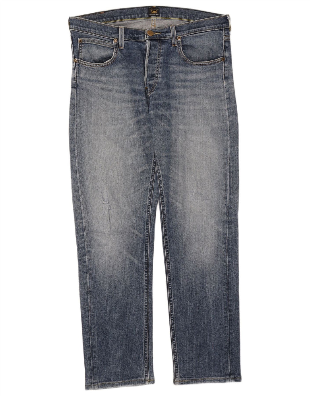 Lee Damen Daren Straight Jeans W34 L30 Blaue Baumwolle