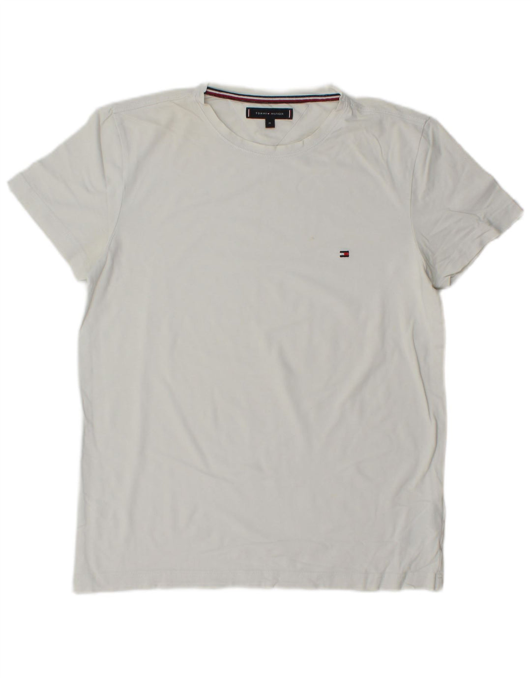 Tommy Hilfiger Herren T-Shirt Top aus mittelweißer Baumwolle