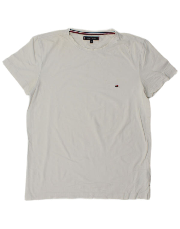 Tommy Hilfiger Herren T-Shirt Top aus mittelweißer Baumwolle
