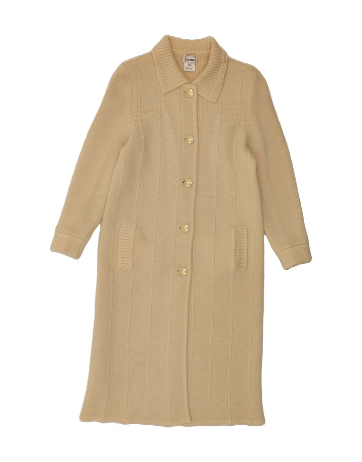 KAI-MING Womens Longline Cardigan Sweater UK 12 Medium Beige Wool Vintage Kai-Ming and Second-Hand Kai-Ming from Messina Hembry 