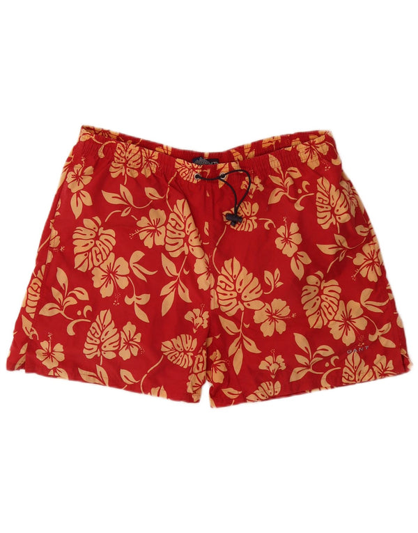 Gant Herren-Badeshorts aus mittelrotem Nylon mit Blumenmuster