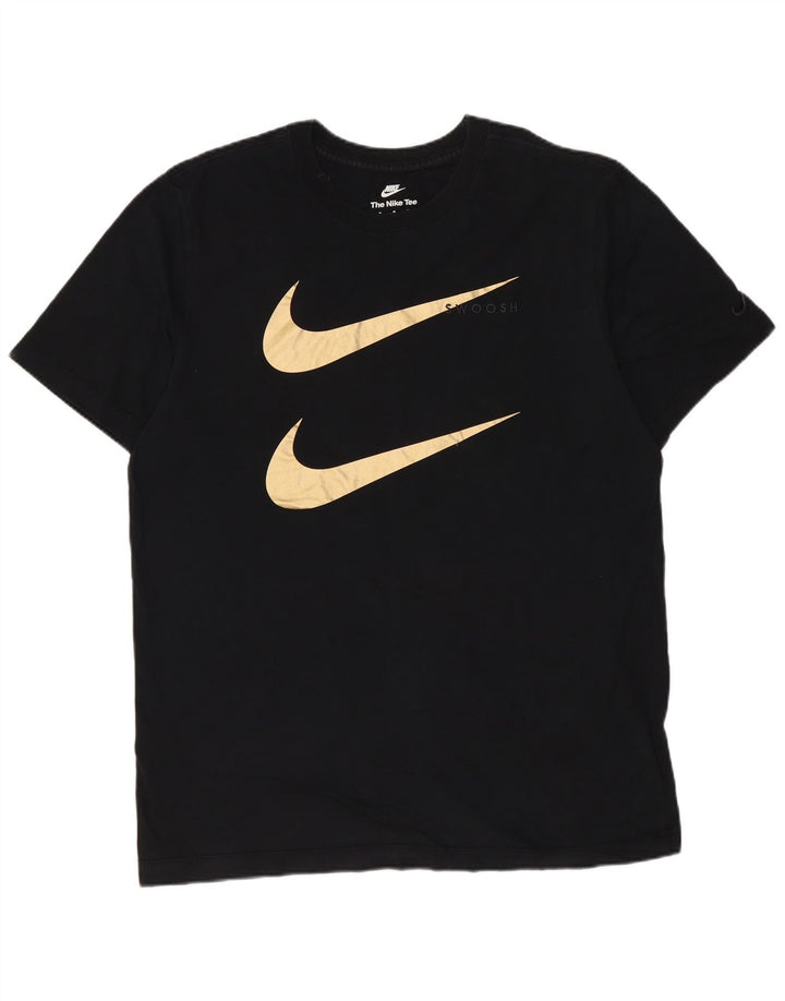 Nike Herren-T-Shirt mit Swoosh-Grafik, mittelschwarze Baumwolle