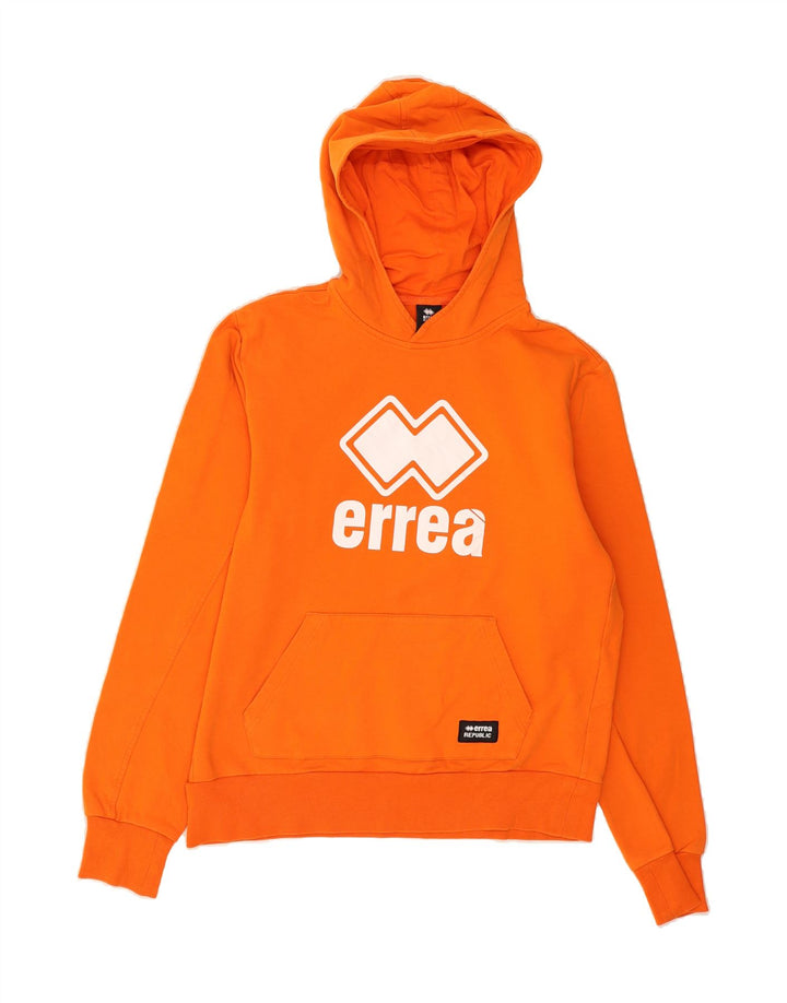 ERREA Womens Graphic Hoodie Jumper UK 14 Medium Orange Cotton Vintage Errea and Second-Hand Errea from Messina Hembry 