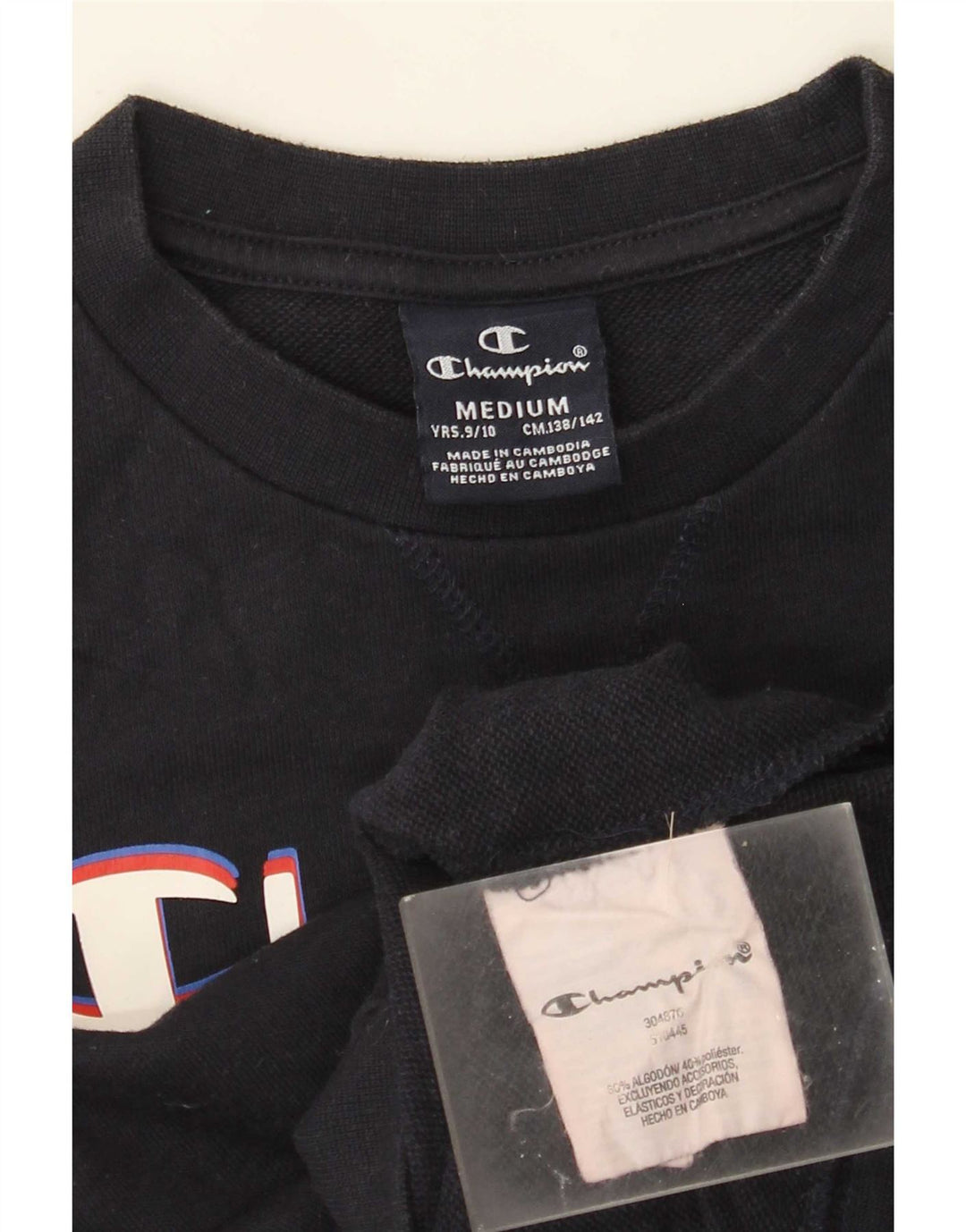 Champion Sweatshirt-Pullover mit Grafik für Jungen, 9–10 Jahre, mittelmarineblaue Baumwolle