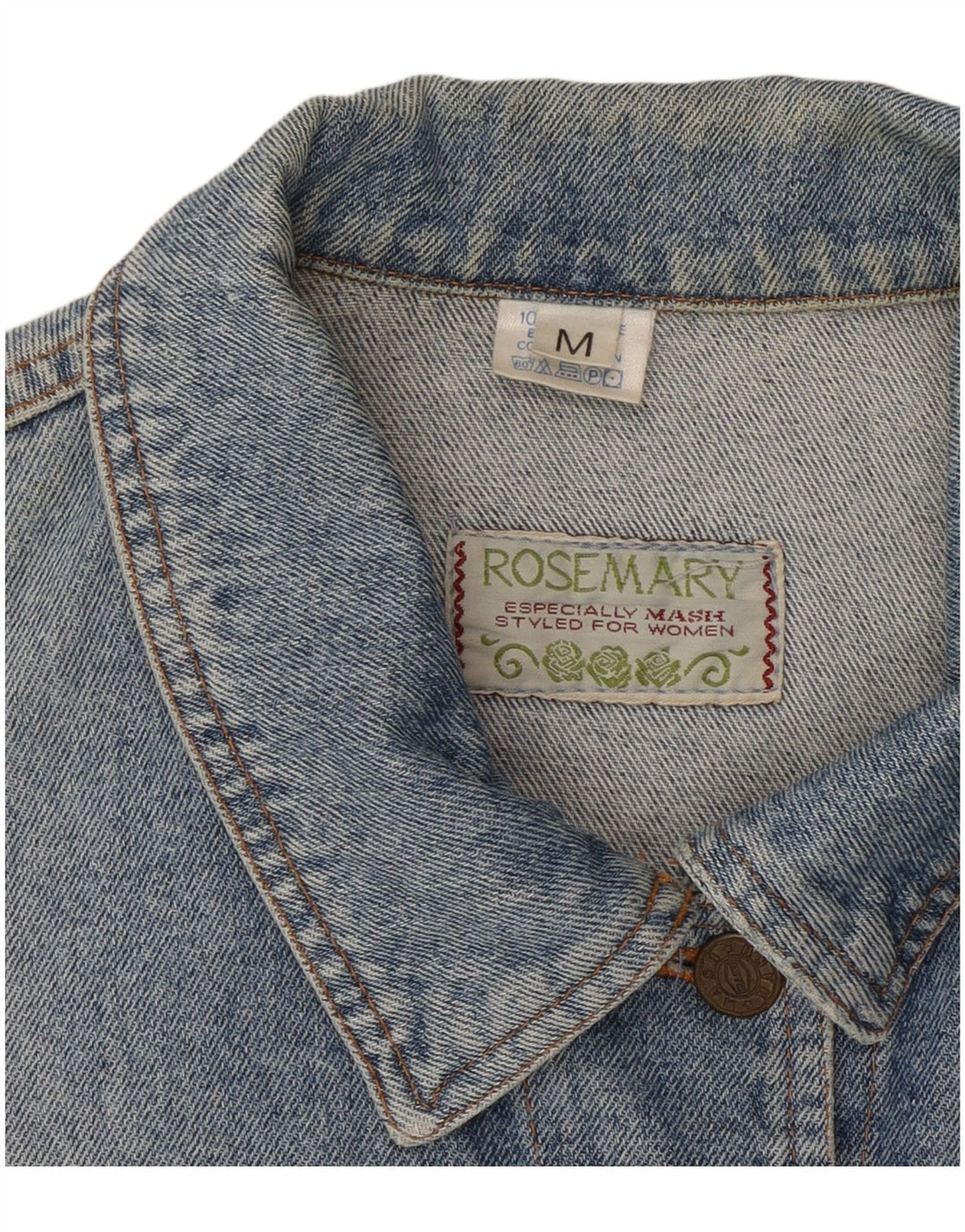 ROSEMARY Damen Crop Jeansjacke UK 14 Mittelblaue Baumwolle