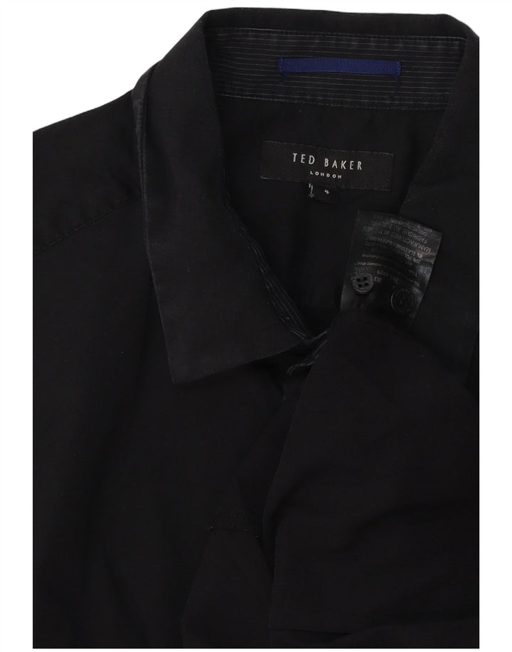 Ted Baker Herrenhemd, Größe 4, groß, schwarze Baumwolle