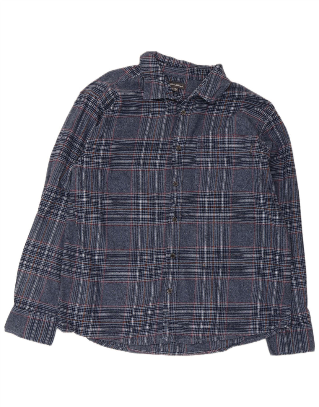 Eddie Bauer Herren-Flanellhemd XL, blau kariert, Baumwolle