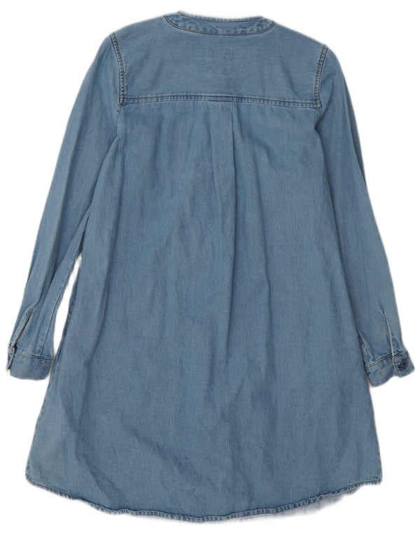 Fat Face Damen-Jeanskleid mit langen Ärmeln, Größe S, Blau, Baumwolle