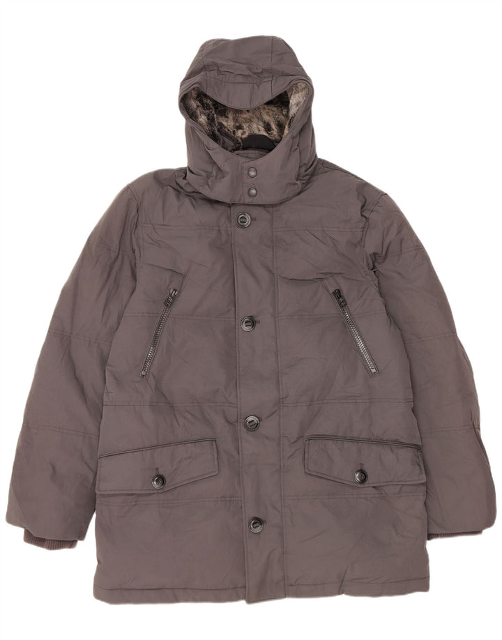 Marks & Spencer Herren-Jacke mit Kapuze, gepolstert, Größe 40, Größe L, Grau, Polyester