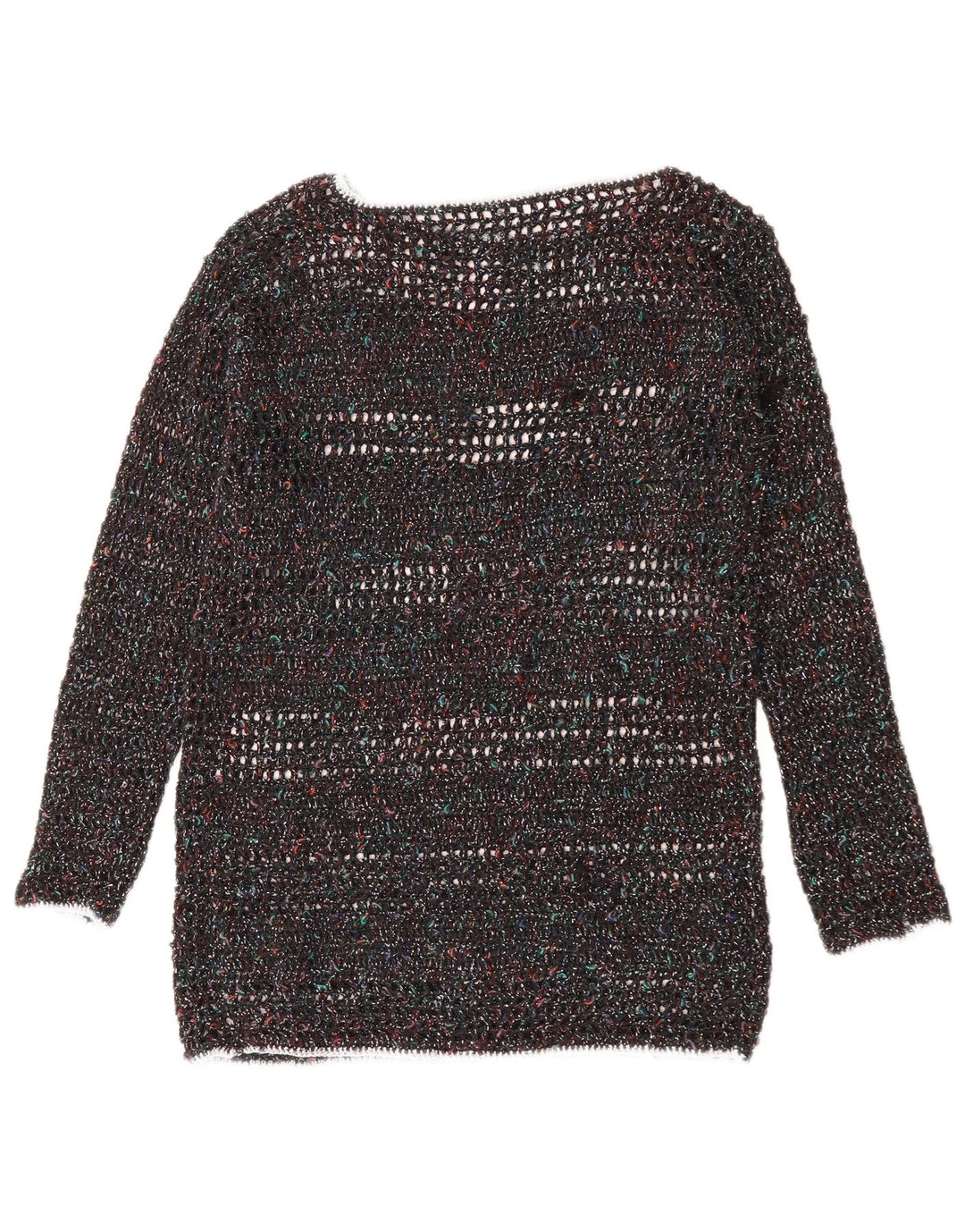 VINTAGE Damen-Pullover mit U-Boot-Ausschnitt, UK 12, mittelmehrfarbig gefleckt