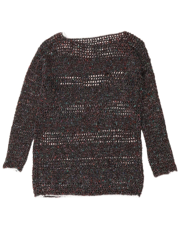 VINTAGE Damen-Pullover mit U-Boot-Ausschnitt, UK 12, mittelmehrfarbig gefleckt