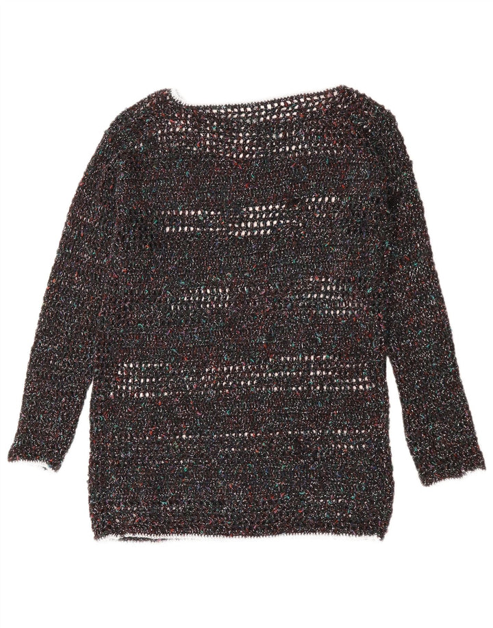 VINTAGE Damen-Pullover mit U-Boot-Ausschnitt, UK 12, mittelmehrfarbig gefleckt