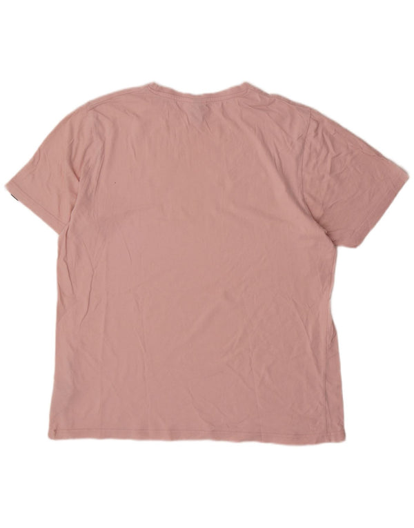 ELLESSE Damen Grafik-T-Shirt-Oberteil UK 14 Large Rosa Baumwolle