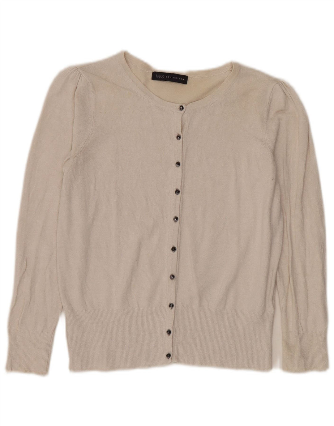 Marks & Spencer Damen Crop Cardigan Pullover UK 10 Small Off White Viscose