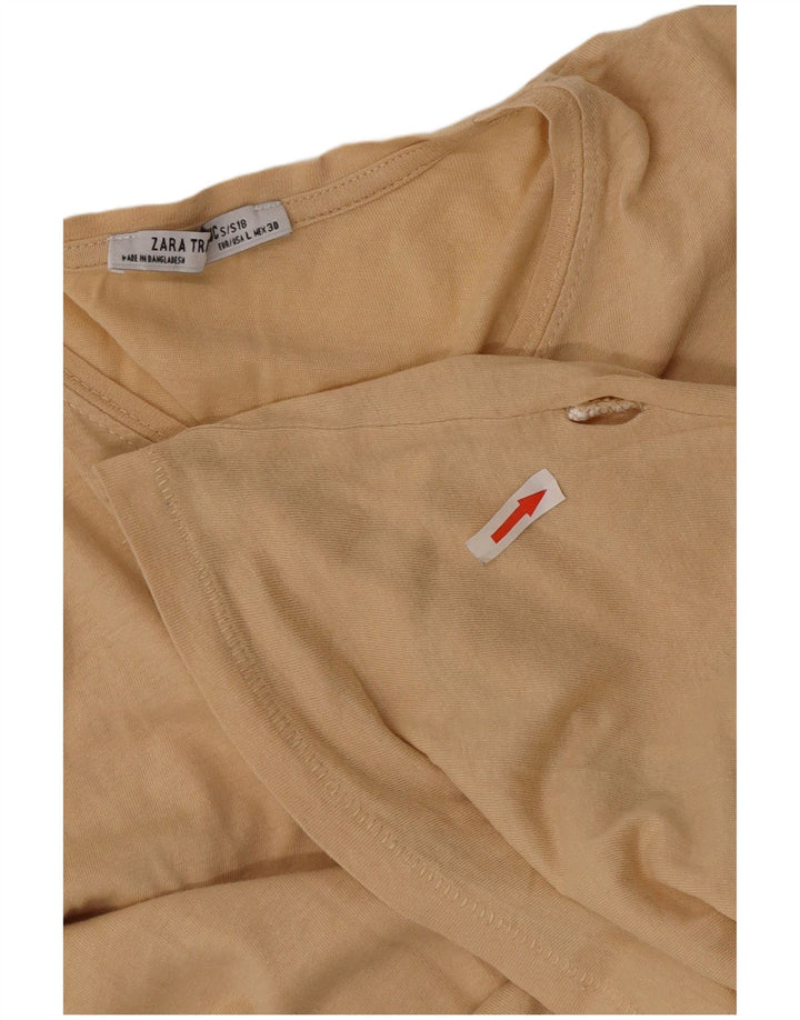 Zara Damen T-Shirt Top UK 16 Large Beige