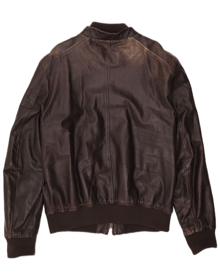 Antony Morato Herren Lederjacke UK 40 Großes braunes Leder