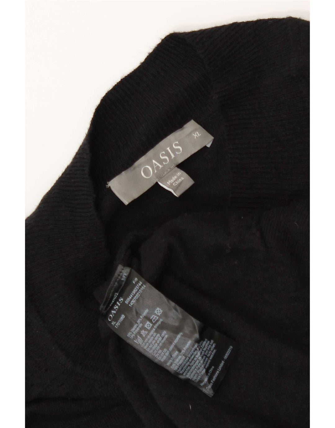 Oasis Damen-Pullover mit Rollkragen, übergroß, UK 18, XL, schwarze Viskose
