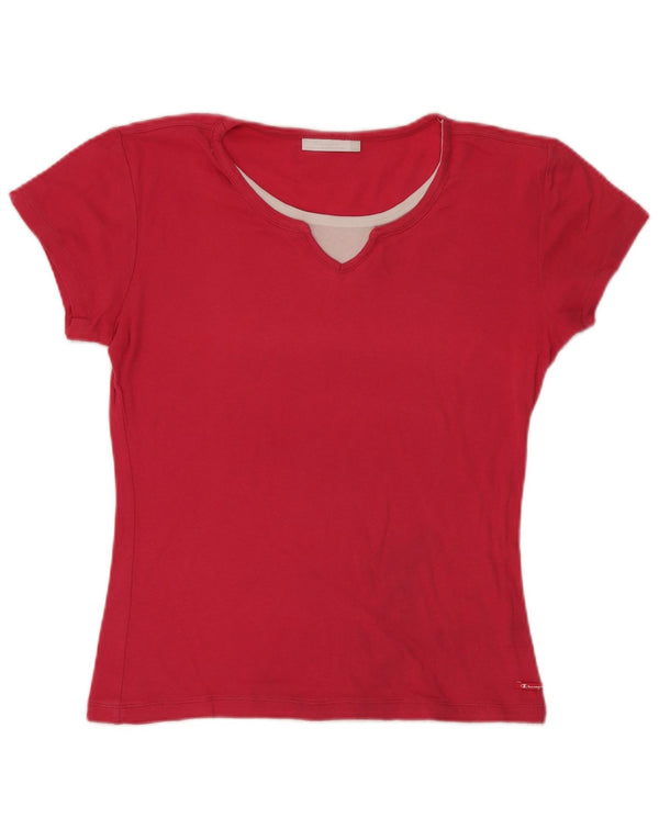 Champion Damen T-Shirt Top UK 18 XL Rosa Farbblock