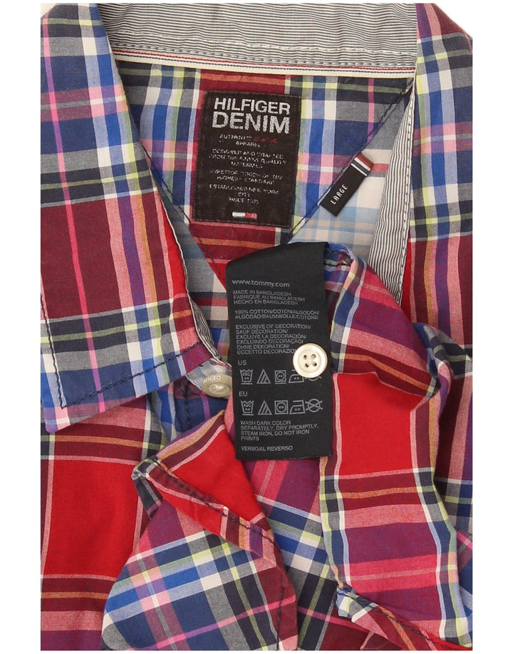 Tommy Hilfiger Herrenhemd, groß, rot kariert, Baumwolle
