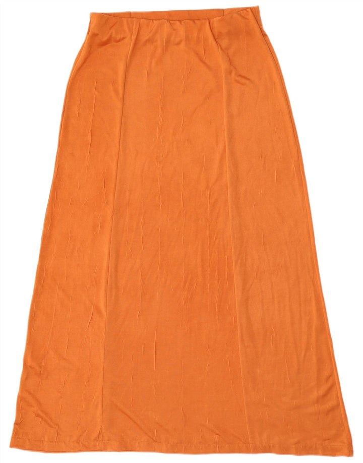 Zara Damen-Maxirock mit hoher Taille, Größe L, W30, Orange, Polyester